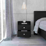 Mesa de Noche Aura Wengue 46x56cm con Dos Cajones y con Un Compartimiento - Mesas de Noche | Bylmo