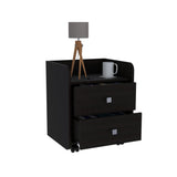 Mesa de Noche Aura Wengue 46x56cm con Dos Cajones y con Un Compartimiento - Mesas de Noche | Bylmo