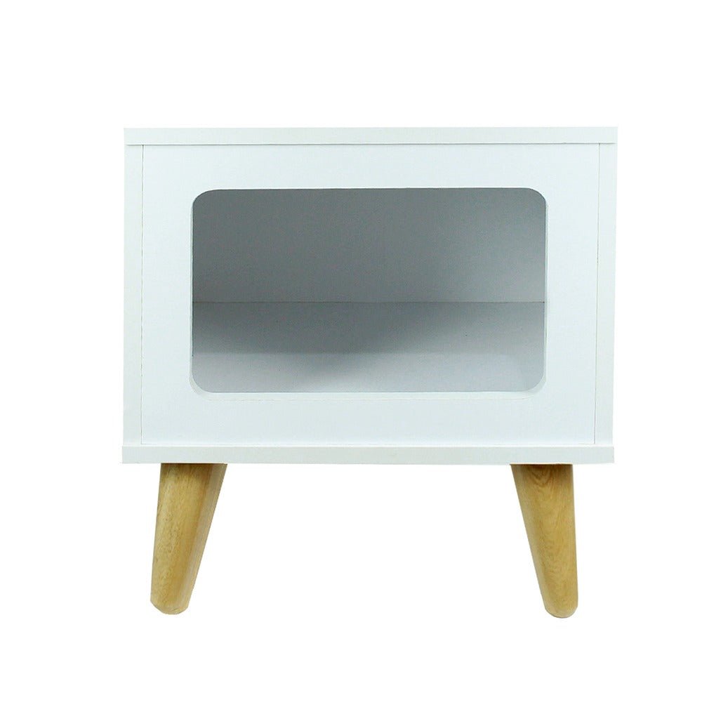 Mesa de Noche Auxiliar Blanco 39 cm con Espacio para Mascota - Mesas de Noche | Bylmo