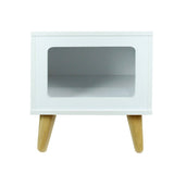 Mesa de Noche Auxiliar Blanco 39 cm con Espacio para Mascota - Mesas de Noche | Bylmo