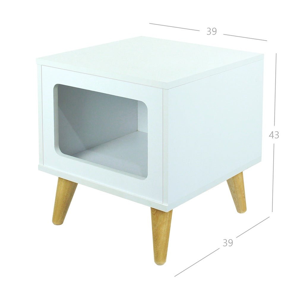 Mesa de Noche Auxiliar Blanco 39 cm con Espacio para Mascota - Mesas de Noche | Bylmo