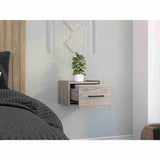 Mesa de Noche Flotante Boa Ceniza 35x25cm con Un Cajón - Mesas de Noche | Bylmo