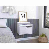 Mesa de Noche Flotante Busan Blanco 40x33cm con Un Cajón y con Un Compartimiento - Mesas de Noche | Bylmo