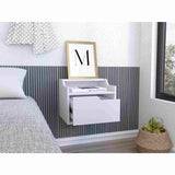 Mesa de Noche Flotante Busan Blanco 40x33cm con Un Cajón y con Un Compartimiento - Mesas de Noche | Bylmo