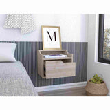 Mesa de Noche Flotante Busan Ceniza 40x33cm con Un Cajón y con Un Compartimiento - Mesas de Noche | Bylmo