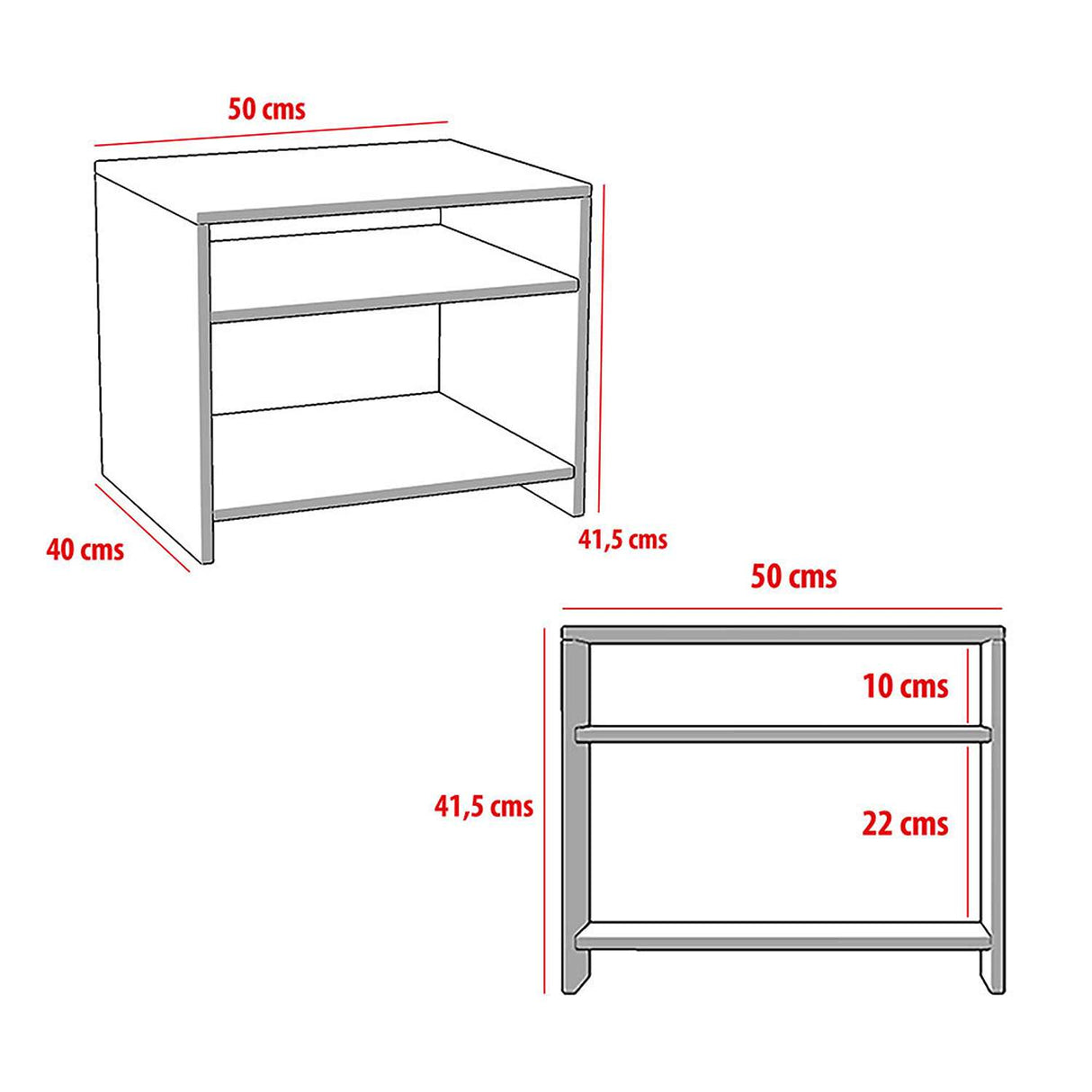 Mesa de Noche Caen Blanco 50 cm con Compartimiento - Mesas de Noche | Bylmo