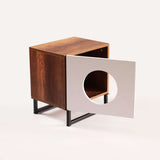 Mesa de Noche Catscape 40 cm Caramelo Y Blanco con Espacio para Gatos - Muebles para Mascotas | Bylmo