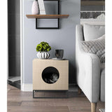 Mesa de Noche Catscape 40 cm Caramelo Y Blanco con Espacio para Gatos - Muebles para Mascotas | Bylmo