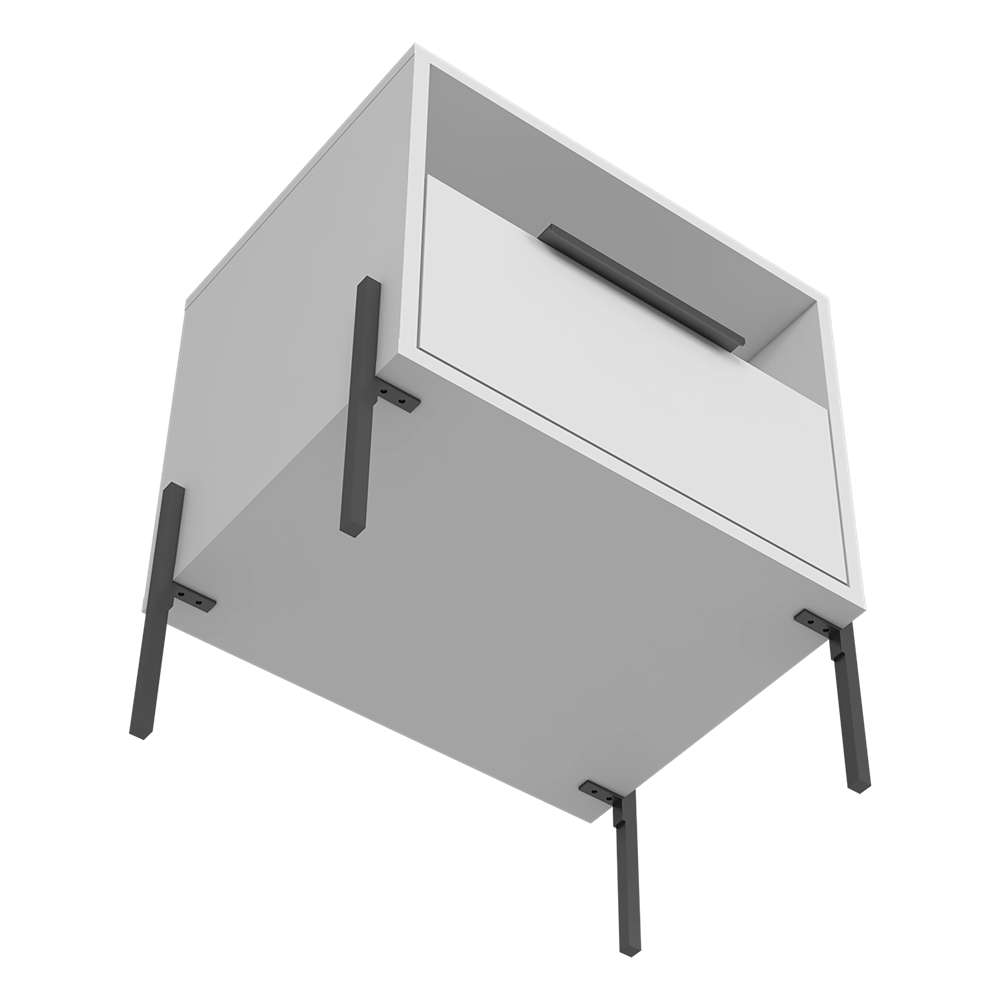 Mesa de Noche Collection W Blanco 47x47cm con Un Cajón y con Un Compartimiento - Mesas de Noche | Bylmo