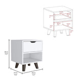 Mesa de Noche Crail Blanco 40 cm con Un Cajón - Mesas de Noche | Bylmo