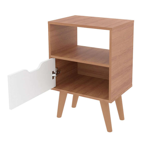 Mesa de Noche Essen Almendra y Blanco 36x54cm con Un Cajón y con Un Compartimiento - Mesas de Noche | Bylmo