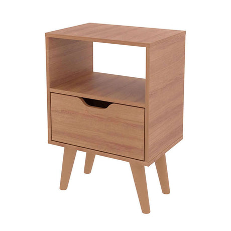 Mesa de Noche Essen Almendra 36x54cm con Un Cajón y con Un Compartimiento - Mesas de Noche | Bylmo