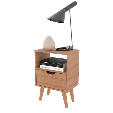 Mesa de Noche Essen Almendra 36x54cm con Un Cajón y con Un Compartimiento - Mesas de Noche | Bylmo