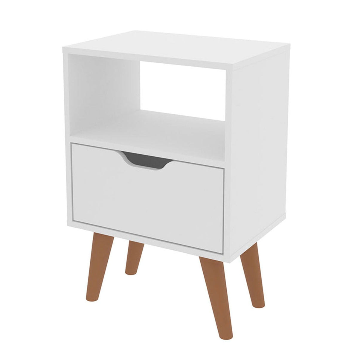 Mesa de Noche Essen Blanco 36x54cm con Un Cajón y con Un Compartimiento - Mesas de Noche | Bylmo