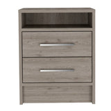 Mesa de Noche Eter Ceniza 40x51cm con Dos Cajones y con Un Compartimiento - Mesas de Noche | Bylmo