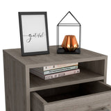 Mesa de Noche Eter Ceniza 40x51cm con Dos Cajones y con Un Compartimiento - Mesas de Noche | Bylmo