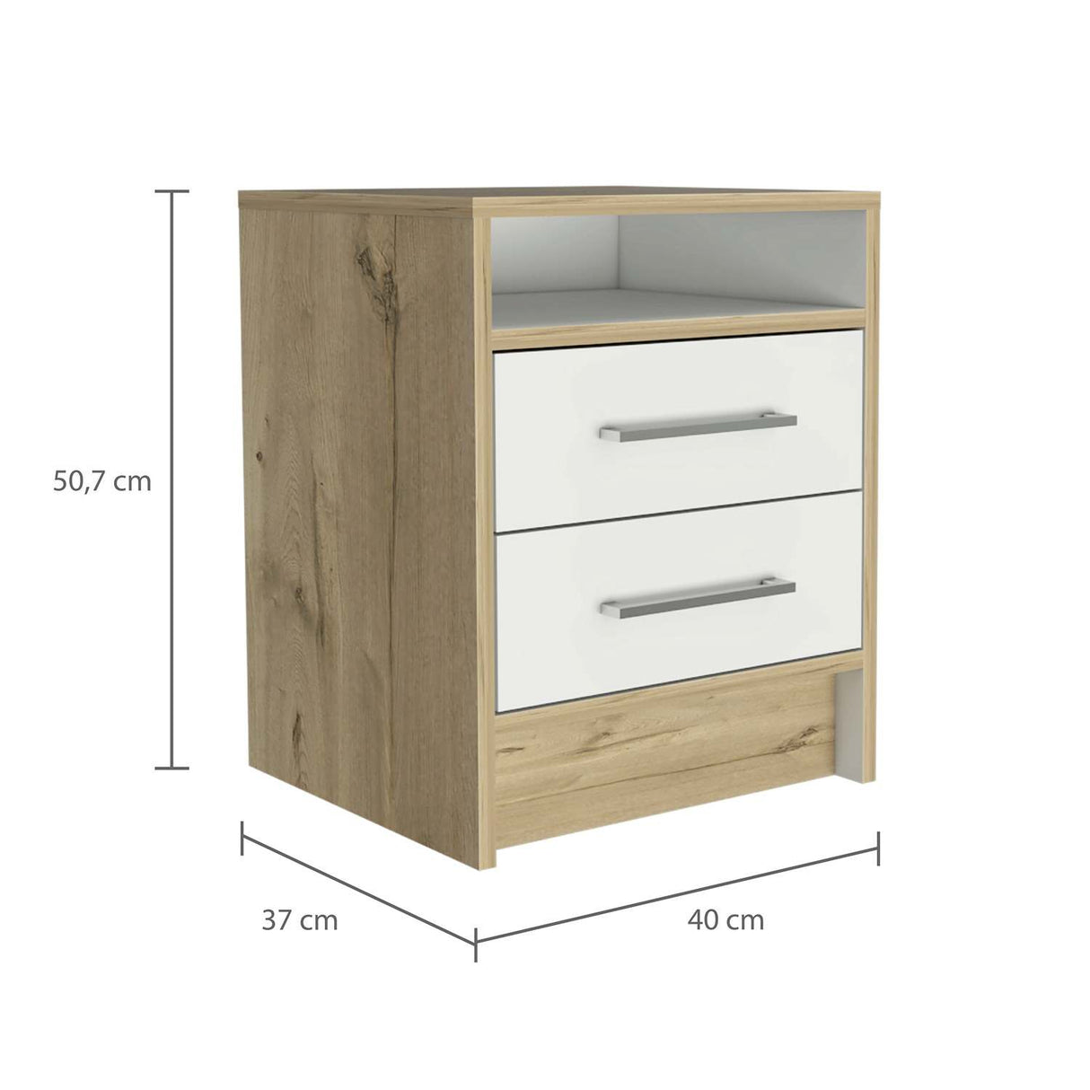 Mesa de Noche Eter Plus Duna 40x51cm con Dos Cajones y con Un Compartimiento - Mesas de Noche | Bylmo