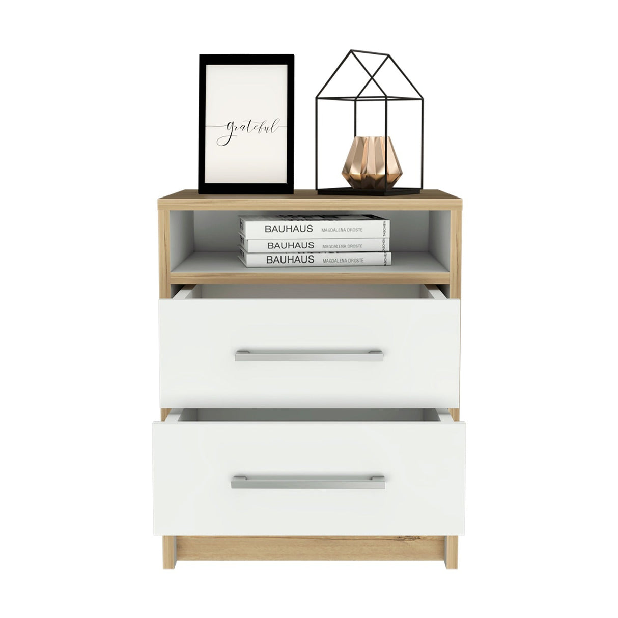 Mesa de Noche Eter Plus Duna 40x51cm con Dos Cajones y con Un Compartimiento - Mesas de Noche | Bylmo