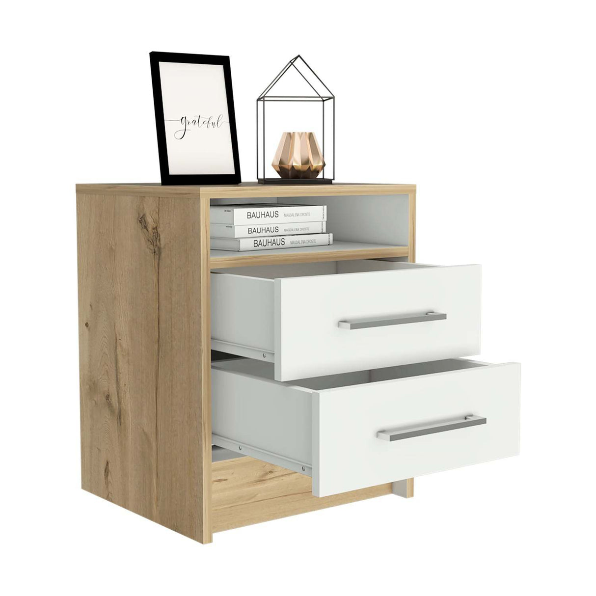 Mesa de Noche Eter Plus Duna 40x51cm con Dos Cajones y con Un Compartimiento - Mesas de Noche | Bylmo