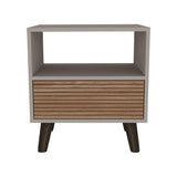 Mesa de Noche Funes Taupe 50 cm con un Cajón - Mesas de Noche | Bylmo