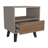 Mesa de Noche Funes Taupe 50 cm con un Cajón - Mesas de Noche | Bylmo