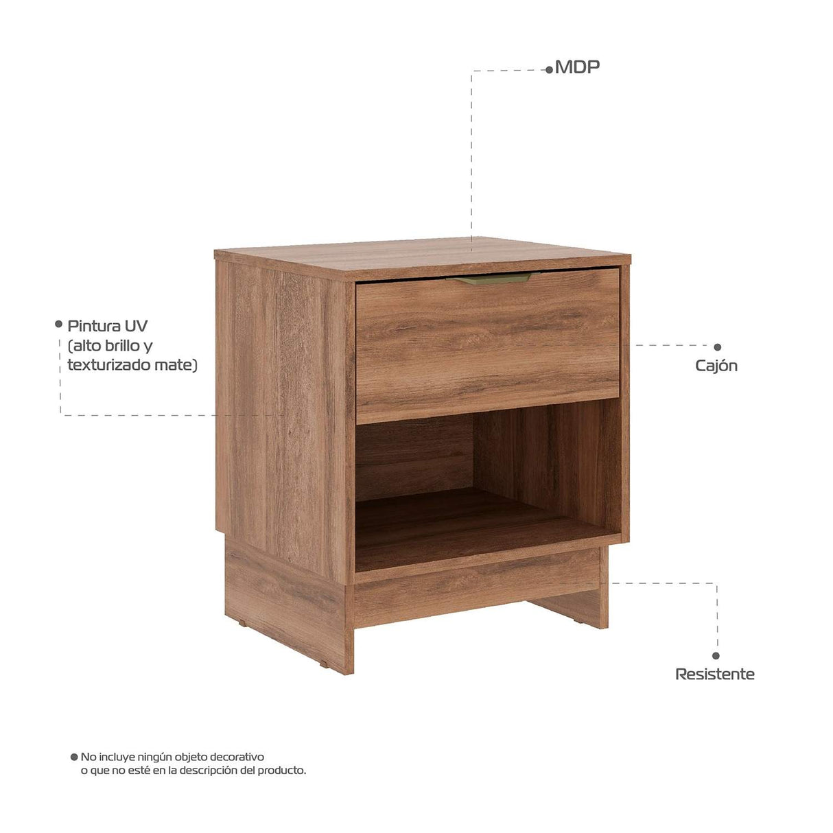 Mesa de Noche Hanaki Noce 48x56cm con Un Cajón y con Un Compartimiento - Mesas de Noche | Bylmo
