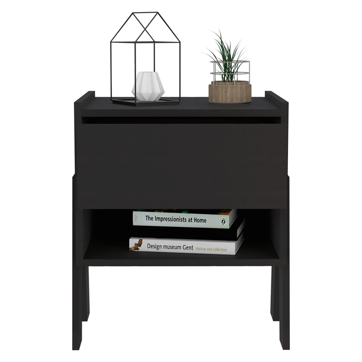 Mesa de Noche Joy Wengue 48x56cm con Un Cajón y con Un Compartimiento - Mesas de Noche | Bylmo