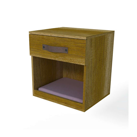Mesa de Noche Kasper 45 cm Caramelo con Espacio para Mascotas y Un Cajón - Muebles para Mascotas | Bylmo