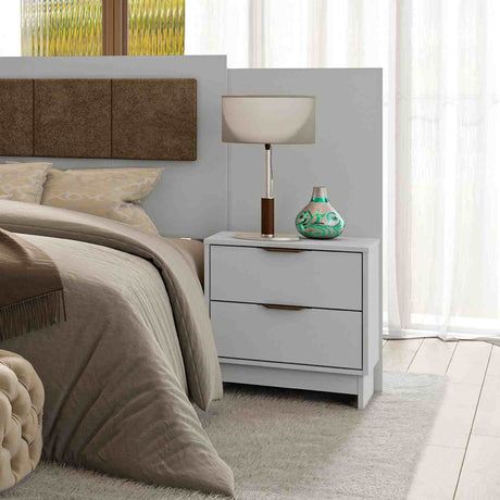 Mesa de Noche Maui Blanco 49x56cm con Dos Cajones - Mesas de Noche | Bylmo