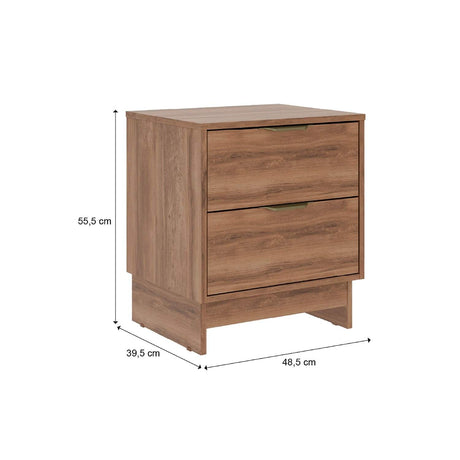 Mesa de Noche Maui Noce 49x56cm con Dos Cajones - Mesas de Noche | Bylmo