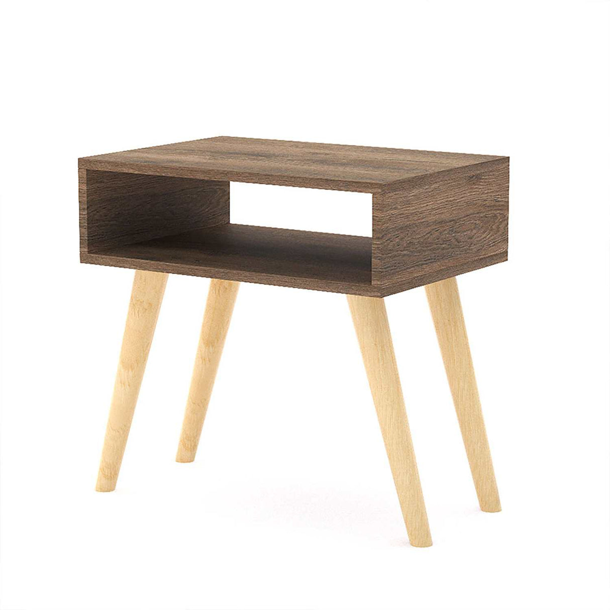 Mesa de Noche Metz Nogal 50 cm con Compartimiento - Mesas de Noche | Bylmo
