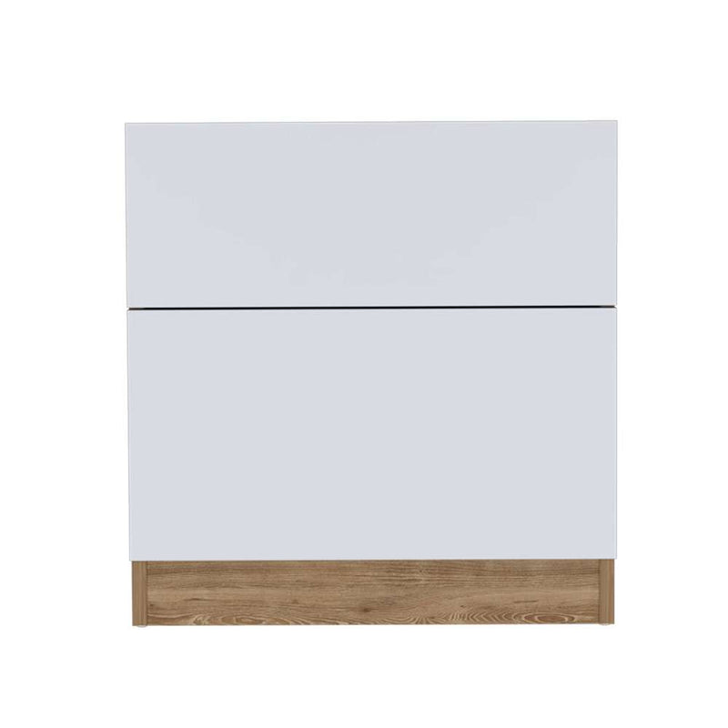 Mesa de Noche Nebraska Miel y Blanco 50 cm con Un Cajón y Una Puerta