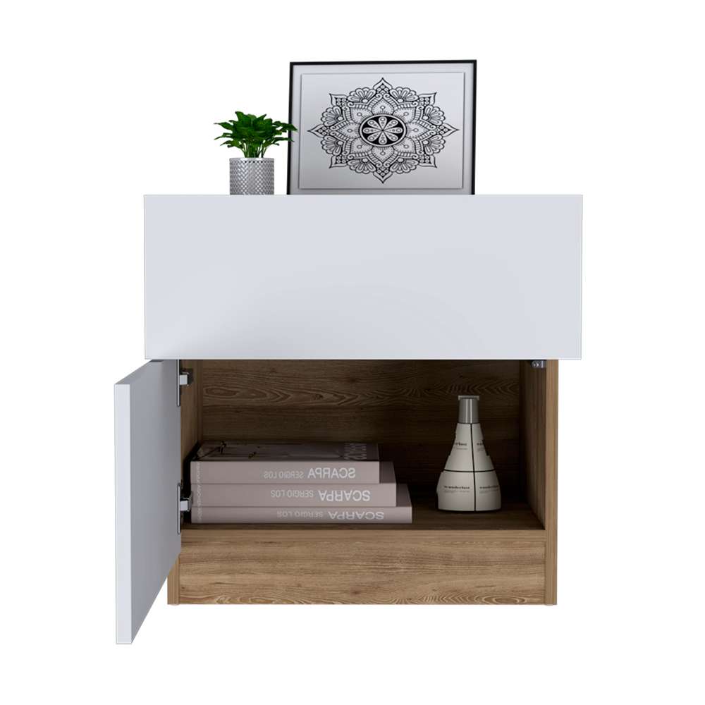 Mesa de Noche Nebraska Miel 50x52.6cm con Un Cajón y con Una Puerta - Mesas de Noche | Bylmo