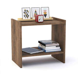 Mesa de Noche Orleans Nogal 45 cm con Entrepaño - Mesas de Noche | Bylmo