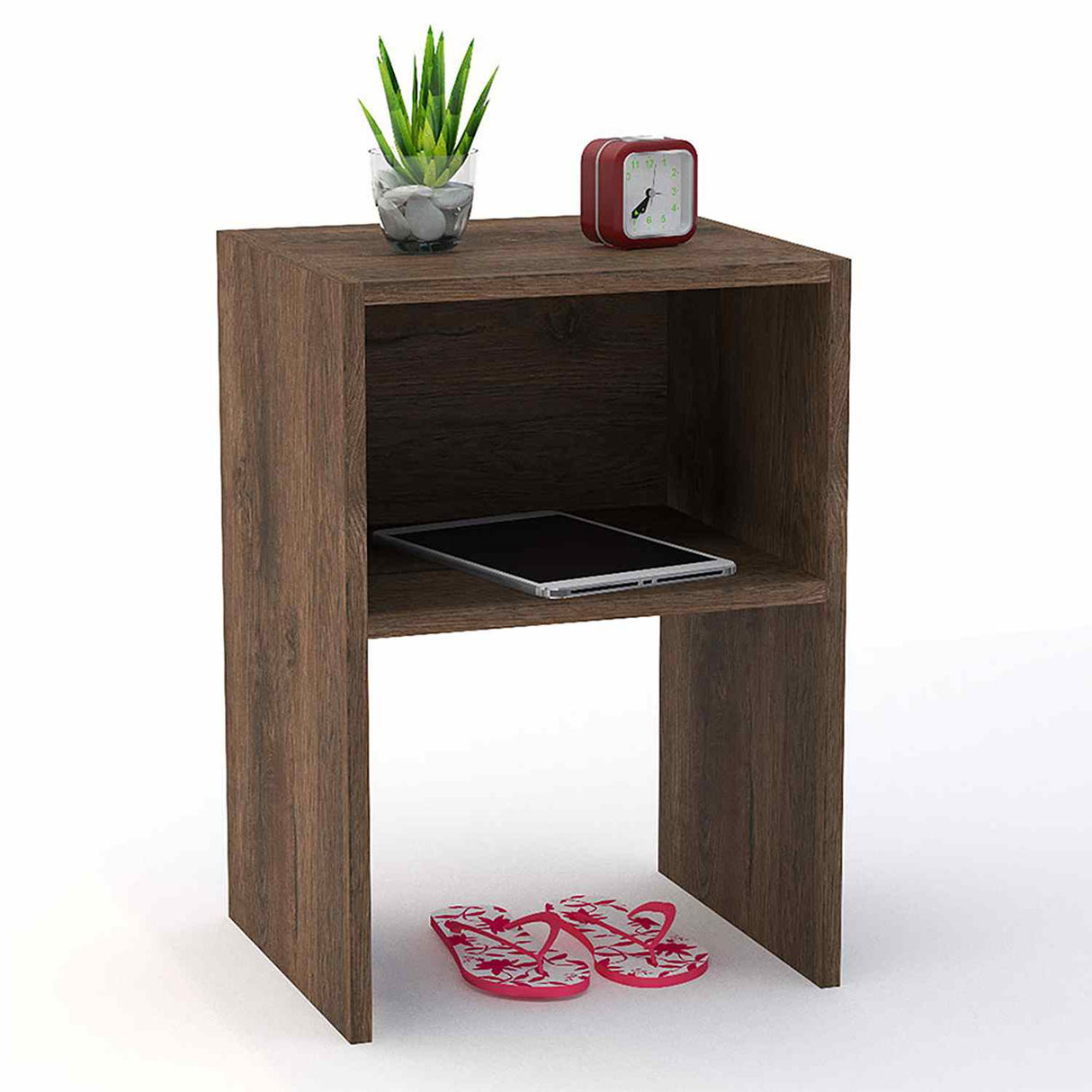 Mesa de Noche Reims Nogal 35 cm Minimalista - Mesas de Noche | Bylmo