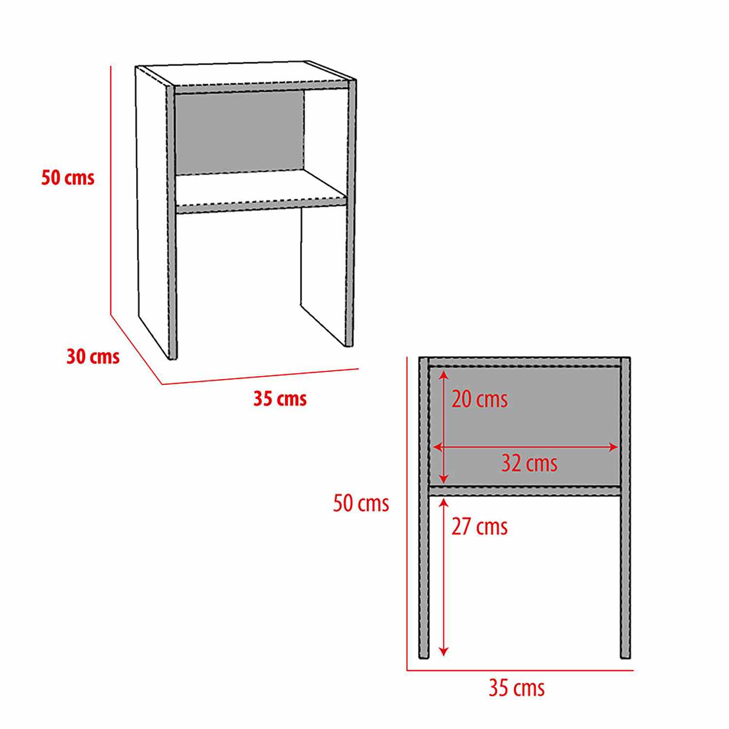 Mesa de Noche Reims Nogal 35 cm Minimalista - Mesas de Noche | Bylmo
