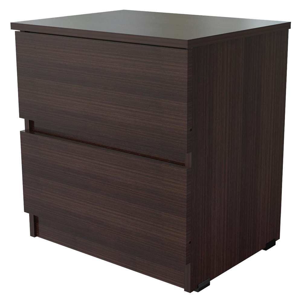 Mesa de Noche Wengue 48x48cm con Dos Cajones - Mesas de Noche | Bylmo