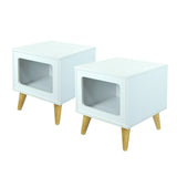 Mesa de Noche x 2 Auxiliar Blanco 39 cm Cuadradas con Espacio para Mascota - Combos Habitacion | Bylmo