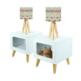 Mesa de Noche x 2 Auxiliar Blanco 39 cm Cuadradas con Espacio para Mascota - Combos Habitacion | Bylmo