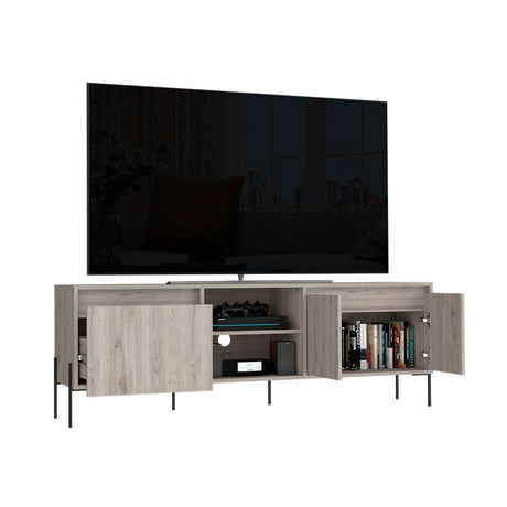 Rack London Ceniza 162 cm con Dos Puertas y Un Cajón - Muebles para TV | Bylmo