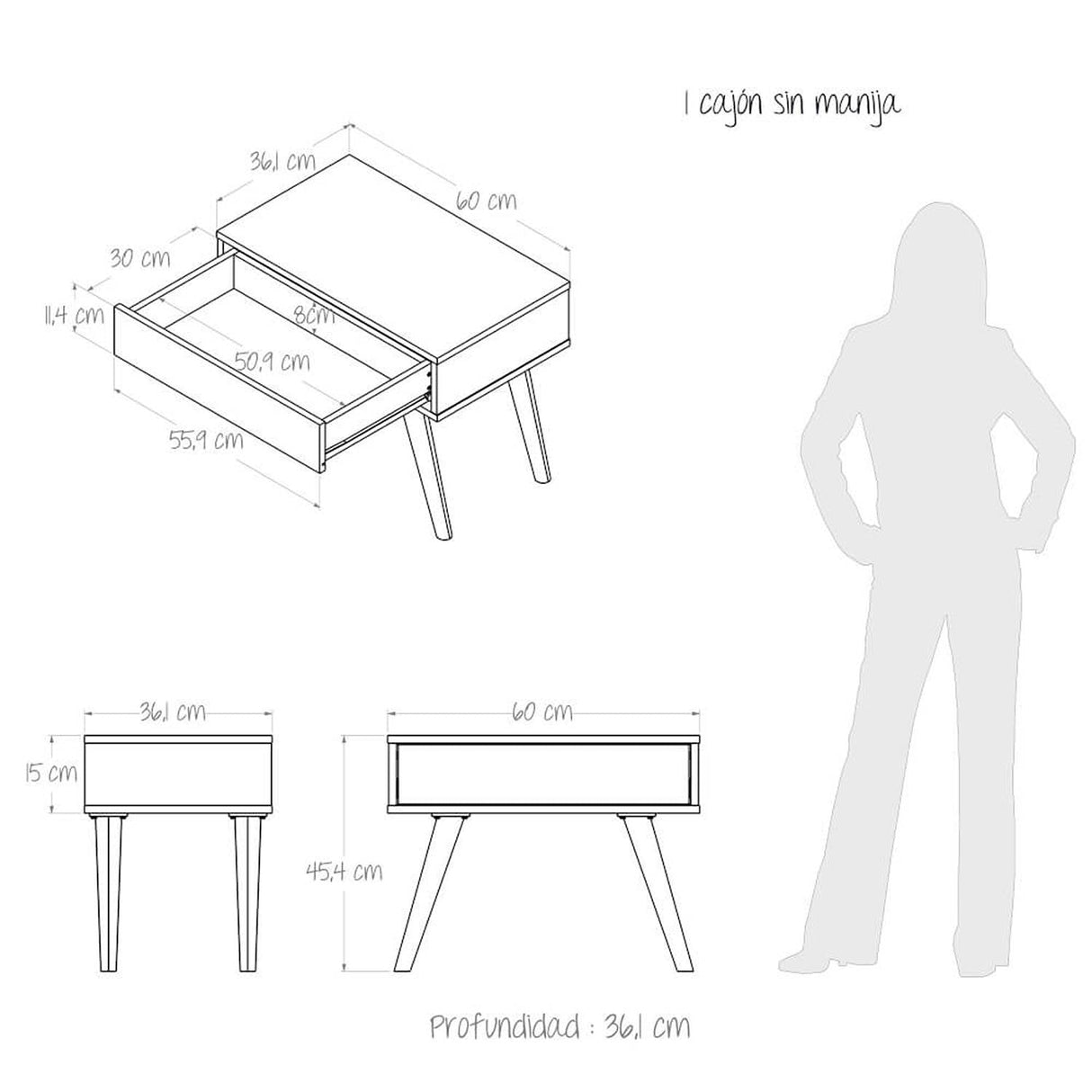 Mesa de Centro Las Vegas Blanco 60x46cm Rectangular con Patas y con Compartimientos - Mesas de Centro | Bylmo