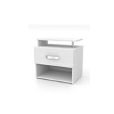 Mesa de Noche Roma Blanco 48x47cm con Un Cajón y con Un Compartimiento - Mesas de Noche | Bylmo