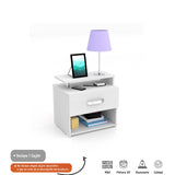 Mesa de Noche Roma Blanco 48x47cm con Un Cajón y con Un Compartimiento - Mesas de Noche | Bylmo