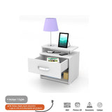 Mesa de Noche Roma Blanco 48x47cm con Un Cajón y con Un Compartimiento - Mesas de Noche | Bylmo