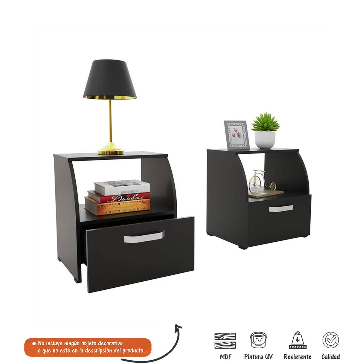 Mesa de Noche Wengue 45.4x49cm con Un Cajón y con Un Compartimiento - Mesas de Noche | Bylmo