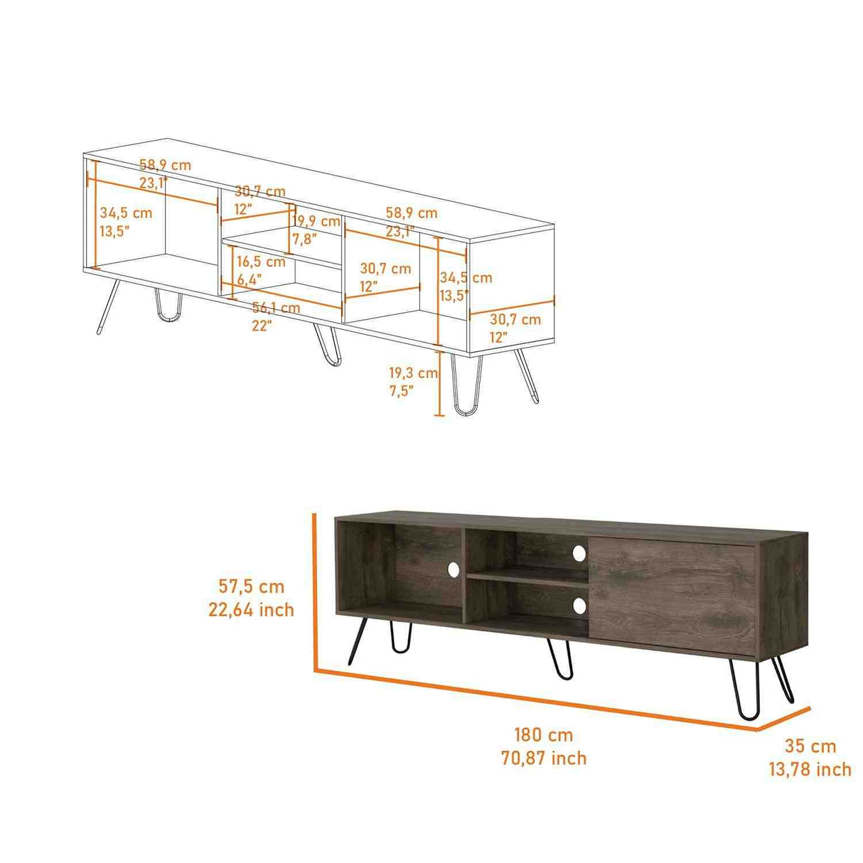 Mesa para TV Arlec Bellota 180 cm para TV hasta 75 Pulgadas - Muebles de TV | Bylmo