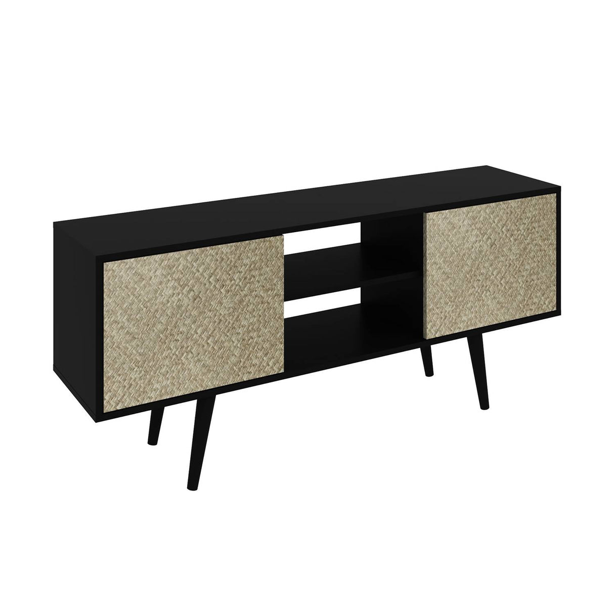 Rack Ecuador Negro 136 cm con Dos Puertas - Muebles para TV | Bylmo