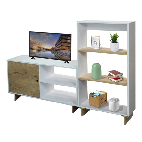 Mesa para TV Flow Blanco 60 cm con Biblioteca - Combos Sala | Bylmo