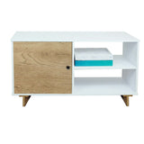 Mesa para TV Flow Duna y Blanco 110 cm con Cajon y Entrepaño para TV Hasta 50 Pulgadas - Muebles de TV | Bylmo