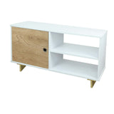 Mesa para TV Flow Duna y Blanco 110 cm con Cajon y Entrepaño para TV Hasta 50 Pulgadas - Muebles de TV | Bylmo